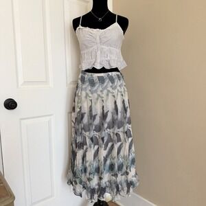 VTG 90s Silk Midi Skirt Womens (M) Floral Grunge Boho Y2K Fairy Festival Whimsy